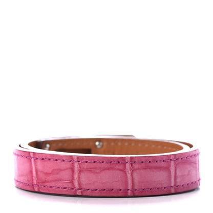 Hermes Shiny Alligator Kelly Double Tour Bracelet S Rose Scheherazade 3 of 6
