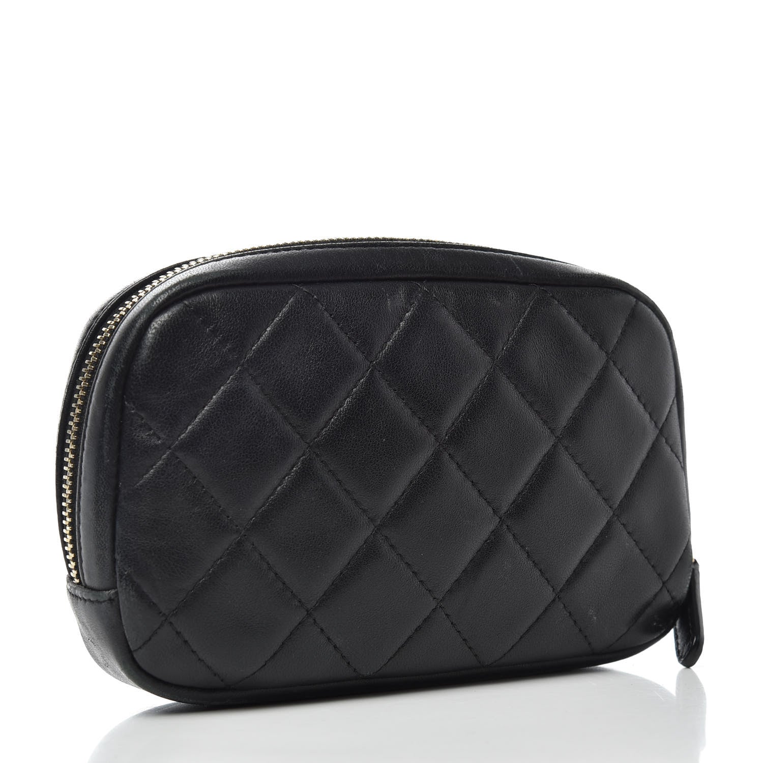 Chanel Lambskin Quilted Small Curvy Pouch Cosmetic Case Black 3 of 7