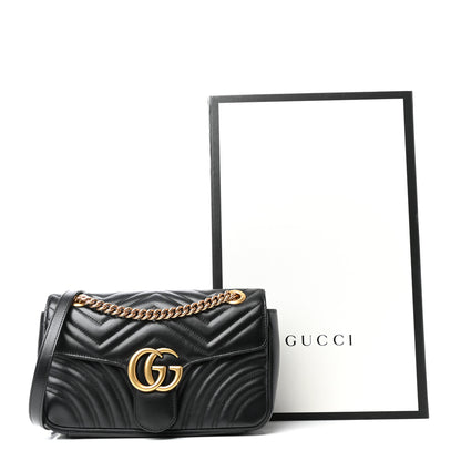 Gucci Calfskin Matelasse Small GG Marmont Shoulder Bag Black 10 of 10