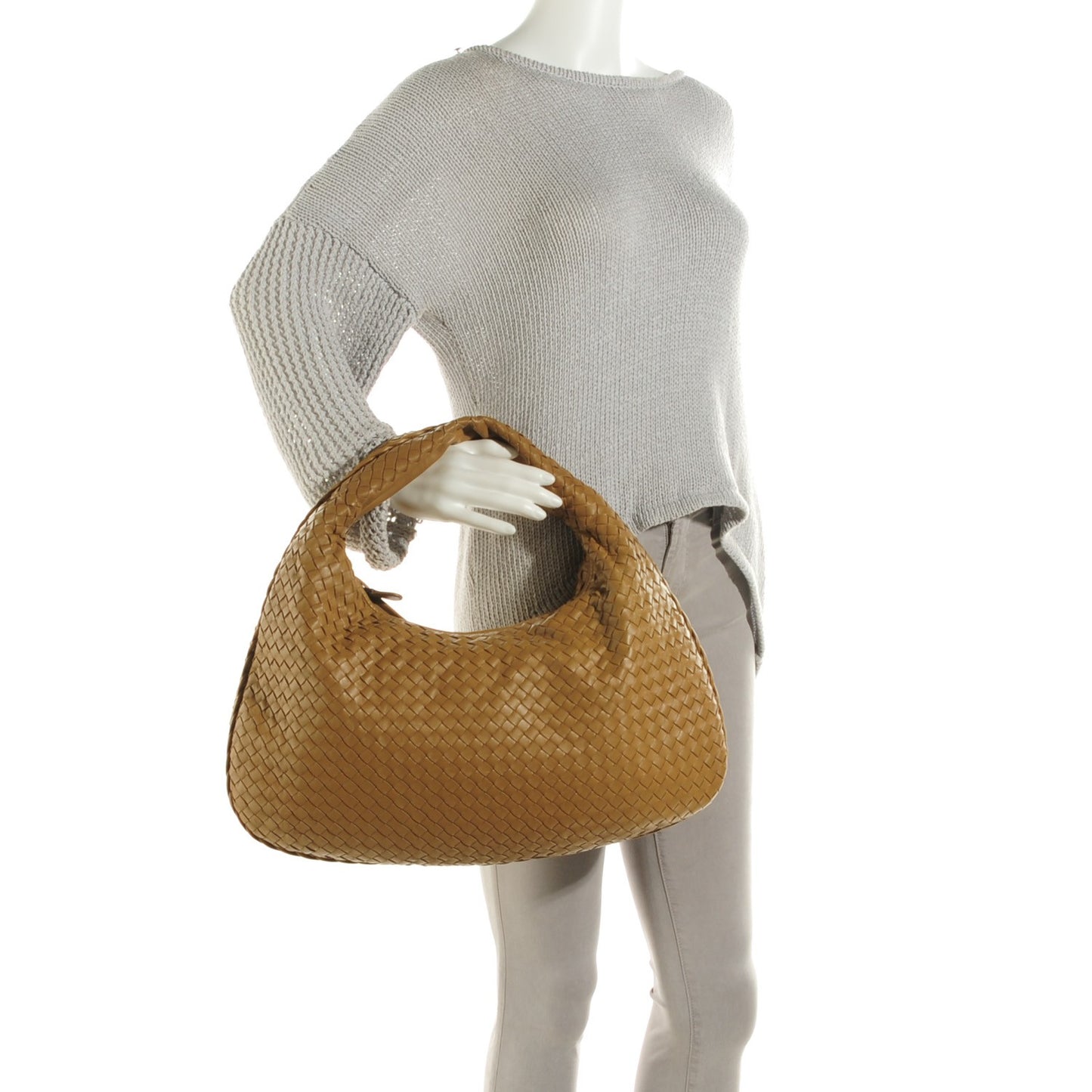 Nappa Intrecciato Large Veneta Hobo Camel