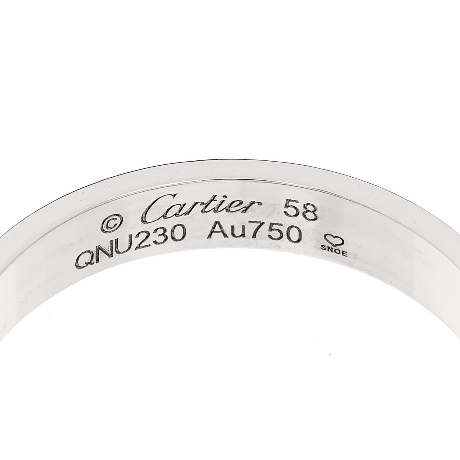 Cartier 18K White Gold 3.5mm LOVE Wedding Band Ring 58 8.5 4 of 4