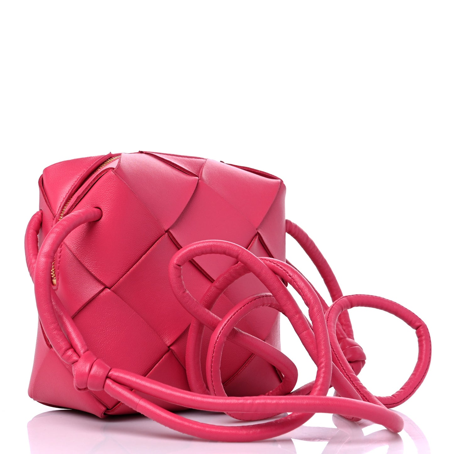 Lambskin Maxi Intrecciato Mini Cassette Camera Bag Cranberry
