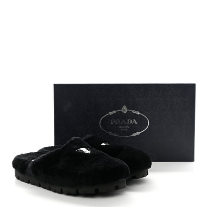 Prada Montone Metal Triangle Logo 20mm Slippers 9 Black 9 of 9