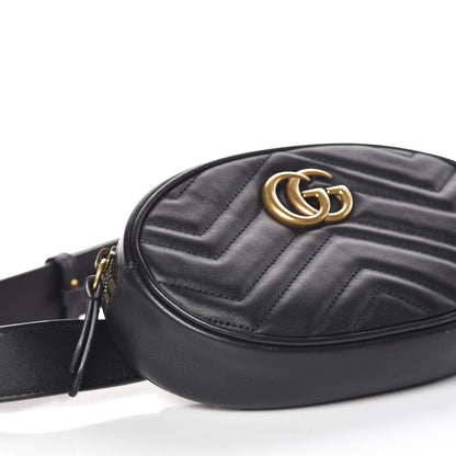 Gucci Calfskin Matelasse GG Marmont Belt Bag 75 30 Black 5 of 10