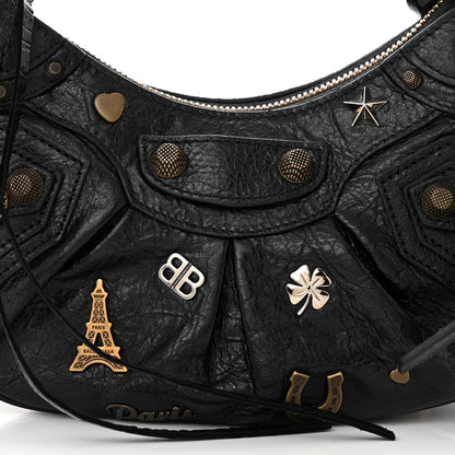 Balenciaga Agneau Arena Pin Embellished Le Cagole Shoulder Bag XS Black 9 of 13