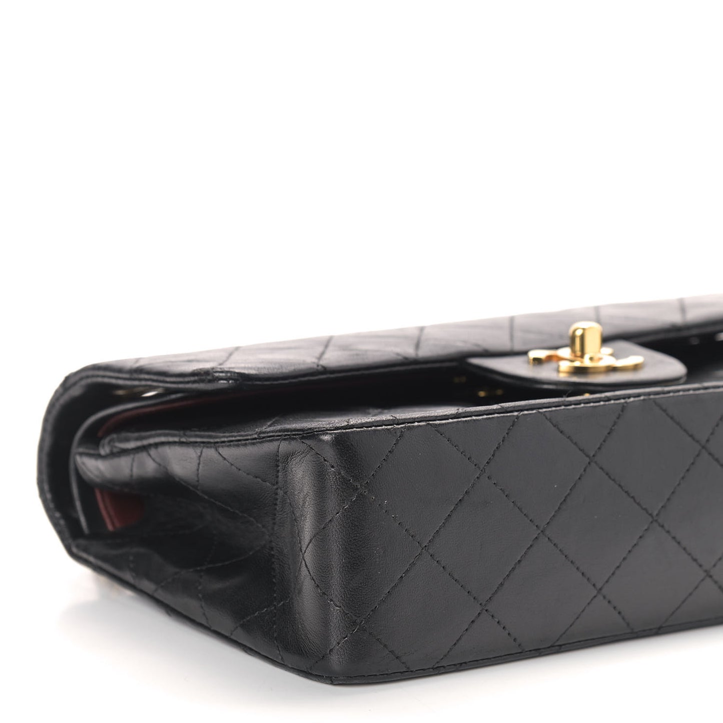 Lambskin Quilted Small Double Flap Black