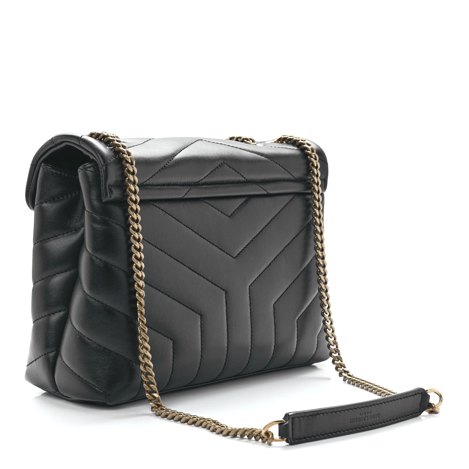 Saint Laurent Calfskin Y Quilted Monogram Small Loulou Chain Satchel Black 3 of 12