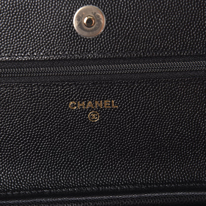 Chanel Caviar Quilted French New Wave Chain CC Wallet On Chain WOC Black 6 of 10