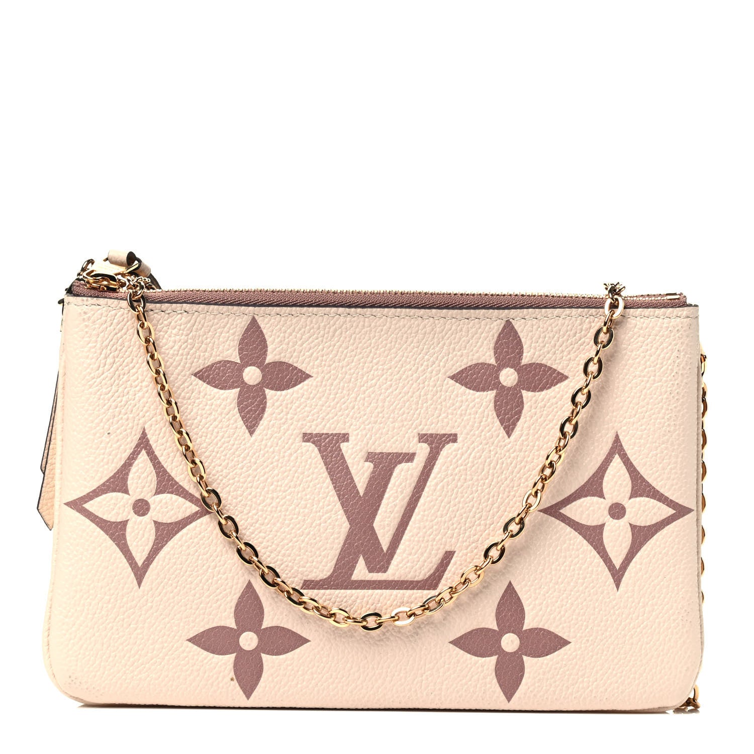Louis Vuitton Empreinte Monogram Giant Double Zip Pochette Creme Bois De Rose 1 of 4