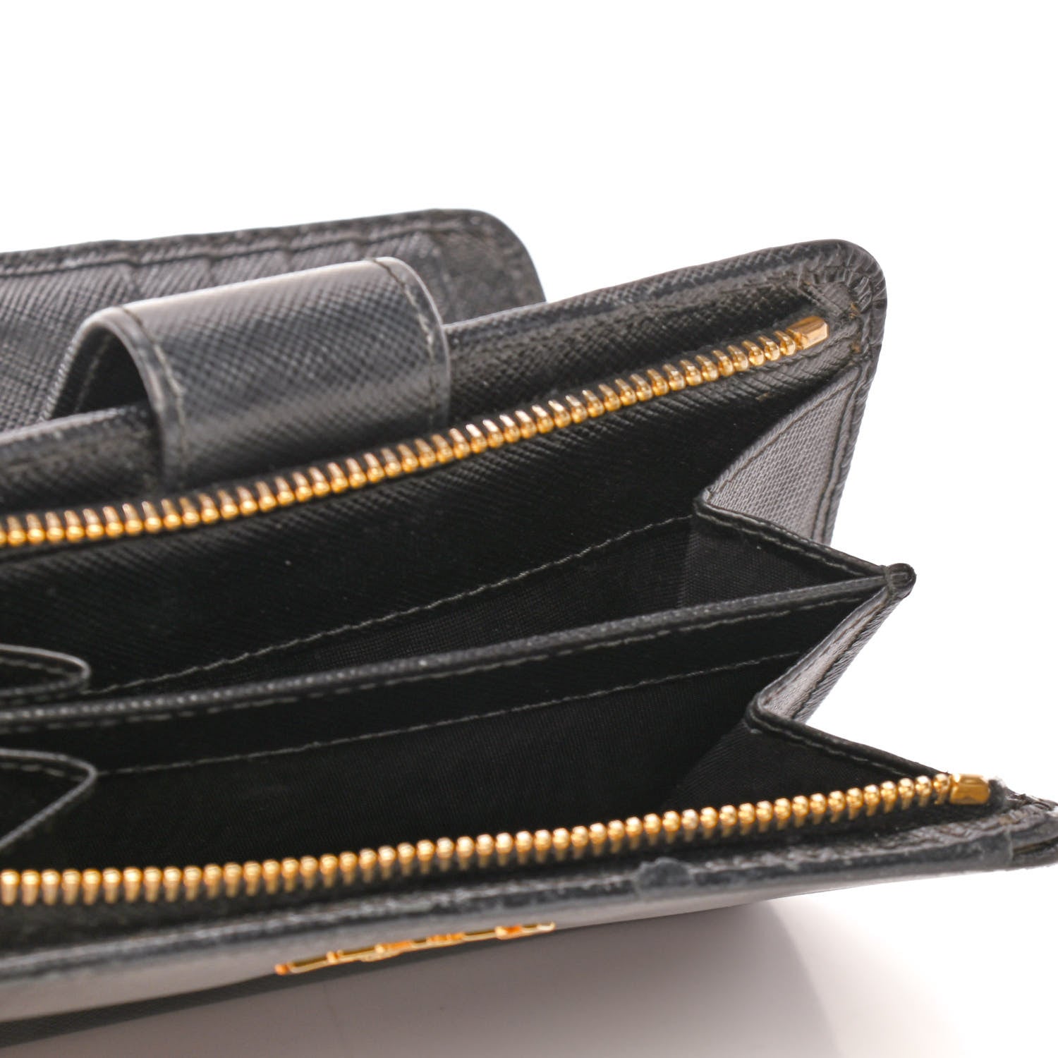 Prada Saffiano Metal Compact Wallet Black 6 of 8