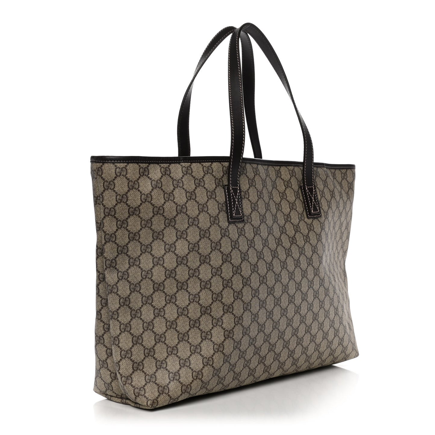GG Supreme Monogram Large Zippered Shopping Tote Brown