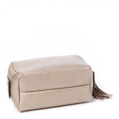 Gucci Metallic Pebbled Calfskin Medium Soho Cosmetic Case Golden Beige 3 of 8
