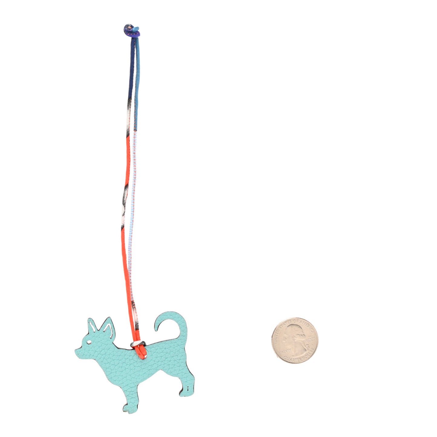 Togo Epsom Petit H Dog Bag Charm Bleu Atoll Rouge Garance