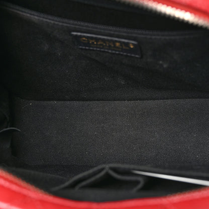 Chanel Shiny Calfskin Goatskin Quilted Small Coco Curve Vanity Red 5 of 11