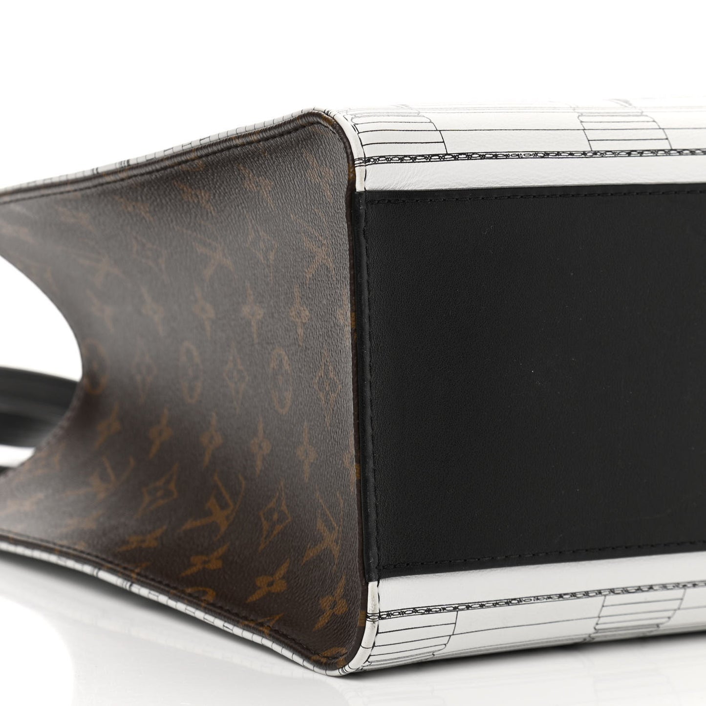 X FORNASETTI Calfskin Architettura Onthego MM Black White