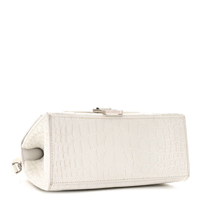Balenciaga Calfskin Crocodile Embossed Small Hourglass Top Handle Bag White 4 of 11