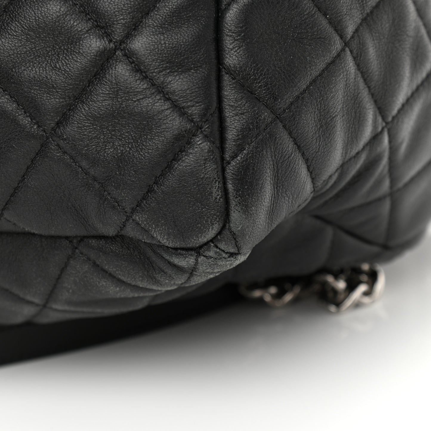 Lambskin Quilted CC Chain Bucket Bag Black