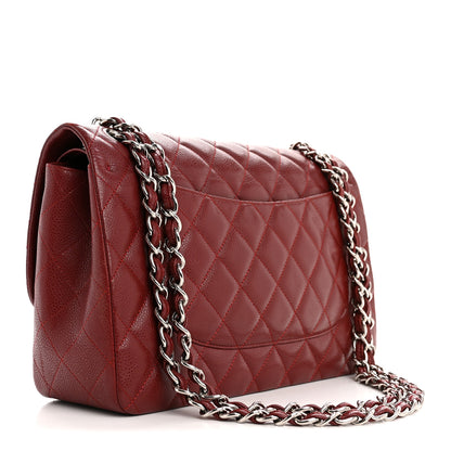 Chanel Caviar Quilted Jumbo Double Flap Dark Red 3 of 10