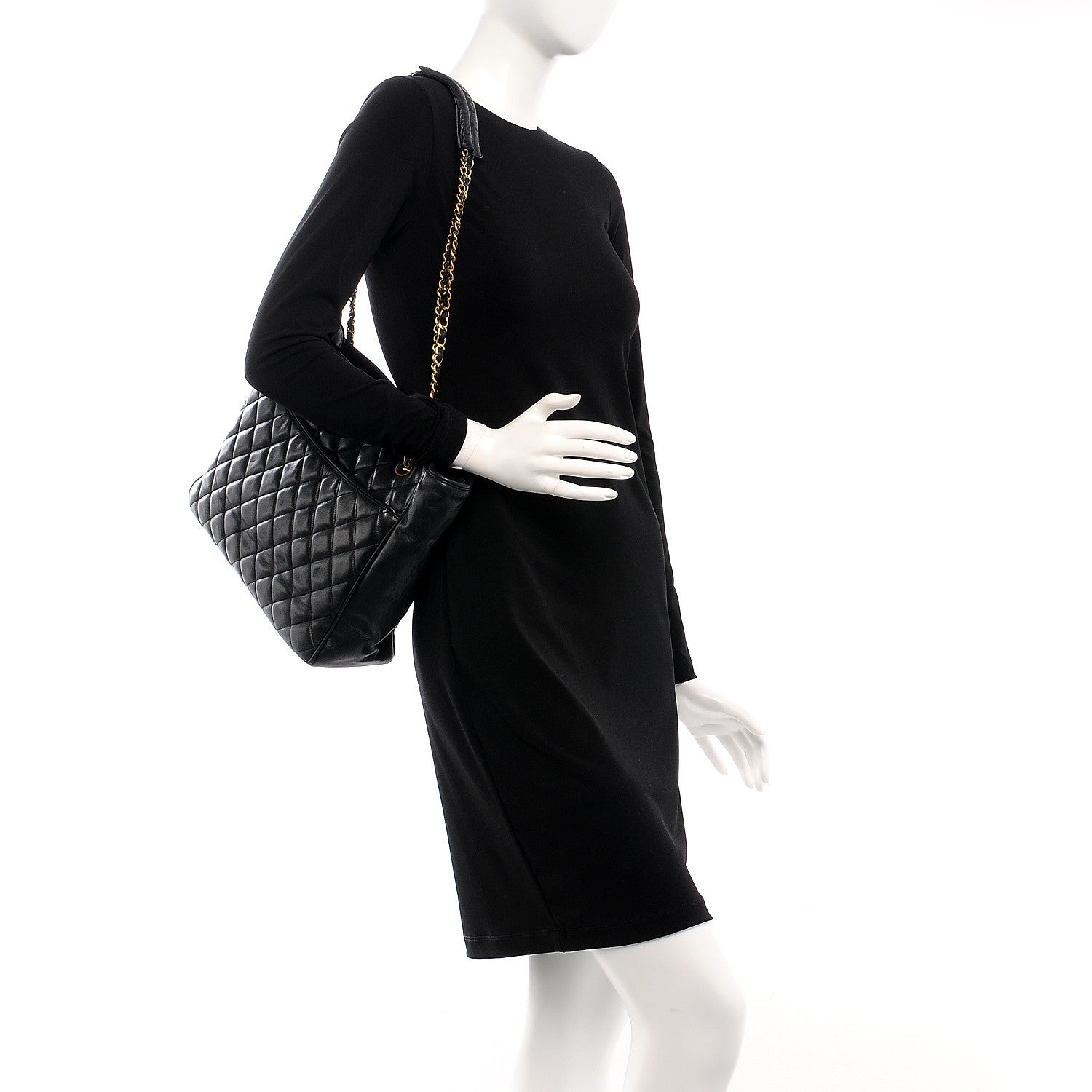 Chanel Lambskin Quilted Shopper Tote Black 2 of 16
