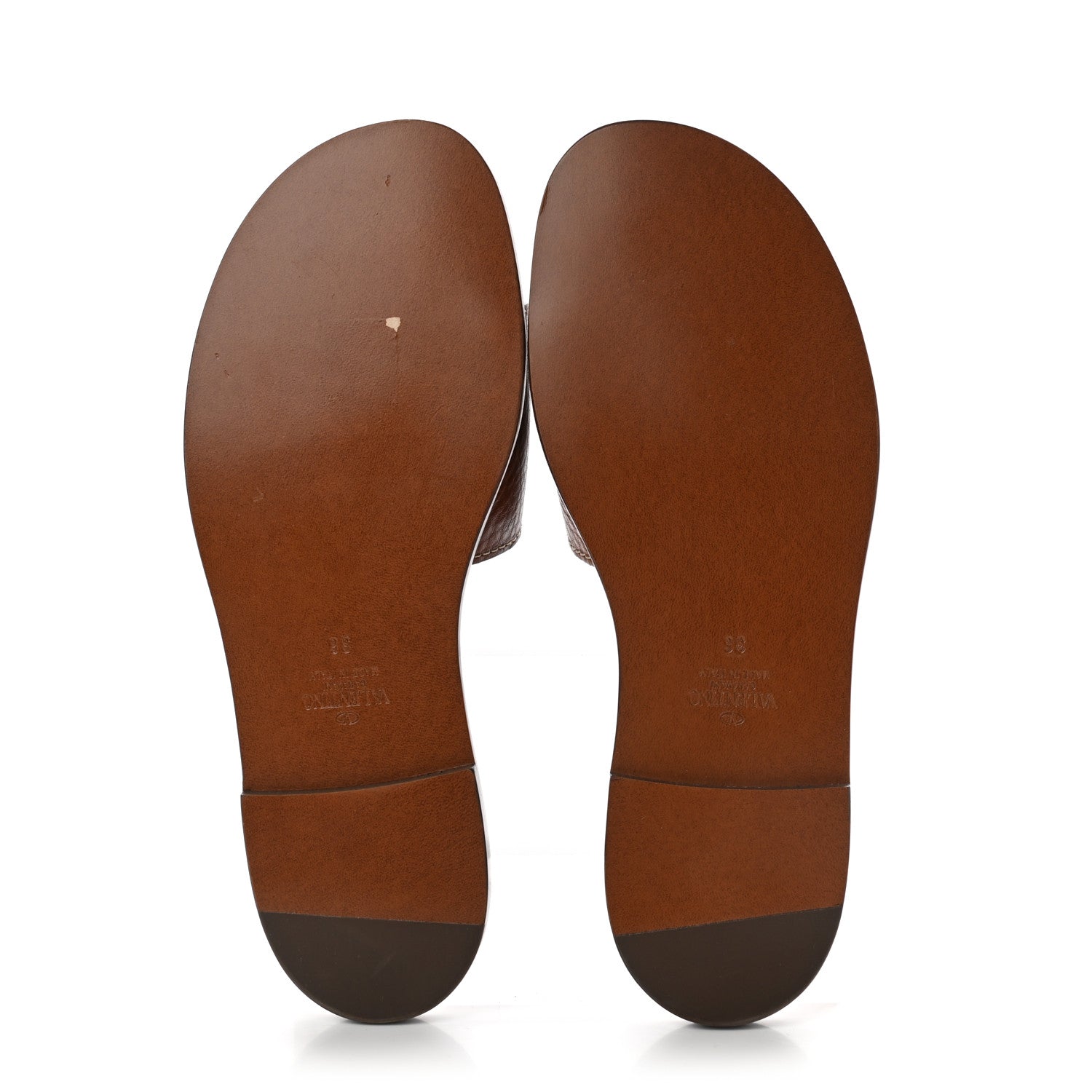 Valentino Garavani Grainy Cowhide Vlogo Flat Slide Sandals 36 Cuoio 5 of 9