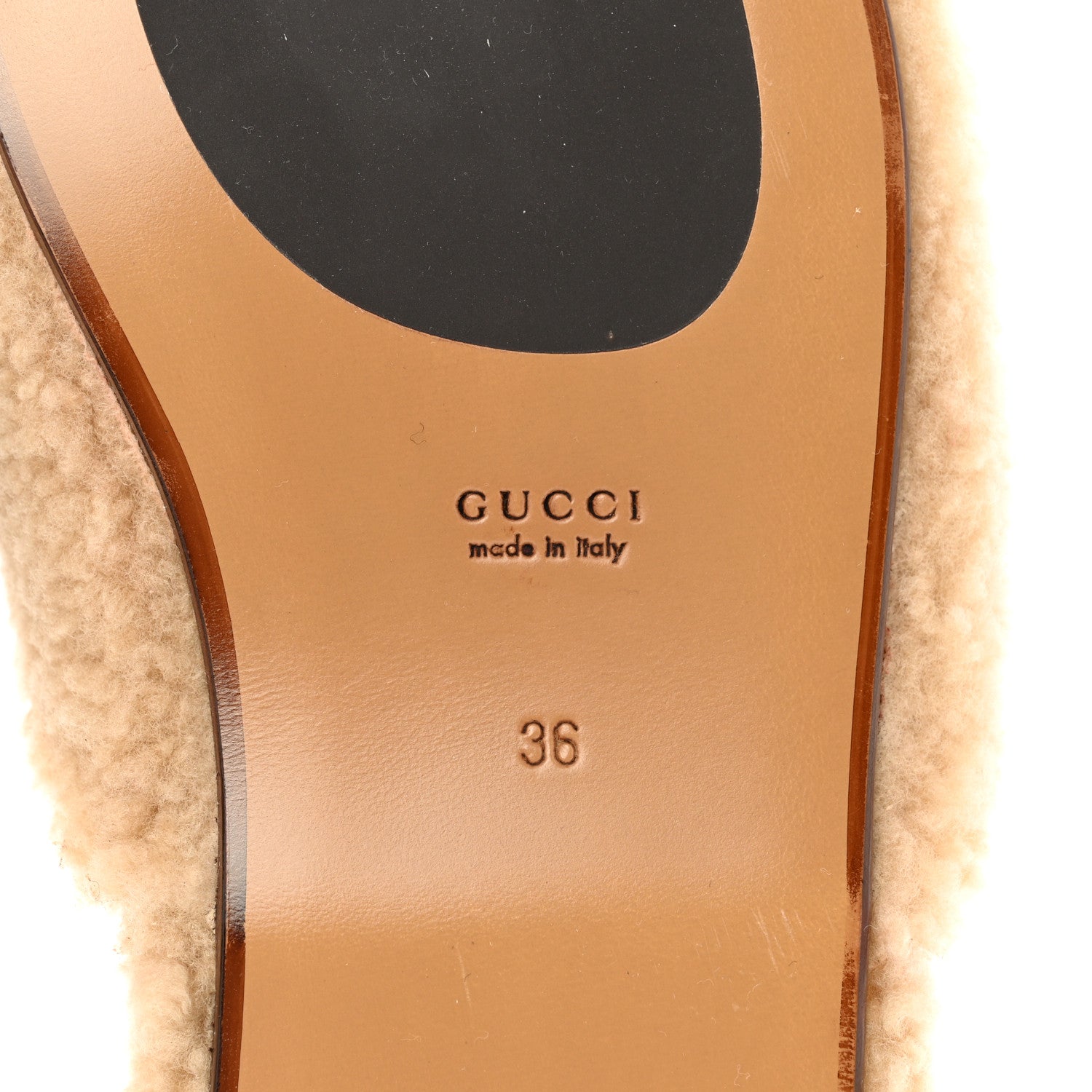 Gucci Shearling Interlocking G Womens Eileen Slippers 36 Butterscotch Cocoa 6 of 9