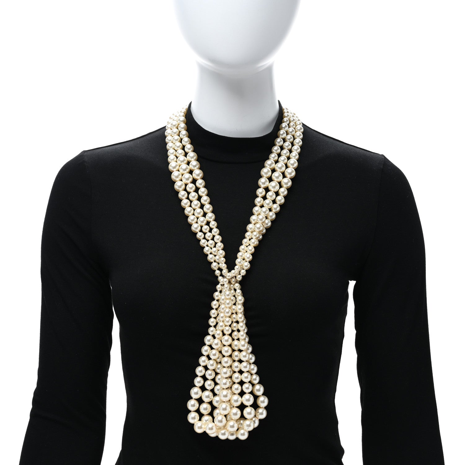 Chanel Pearl Multi Strand CC Necklace Gold 3 of 4
