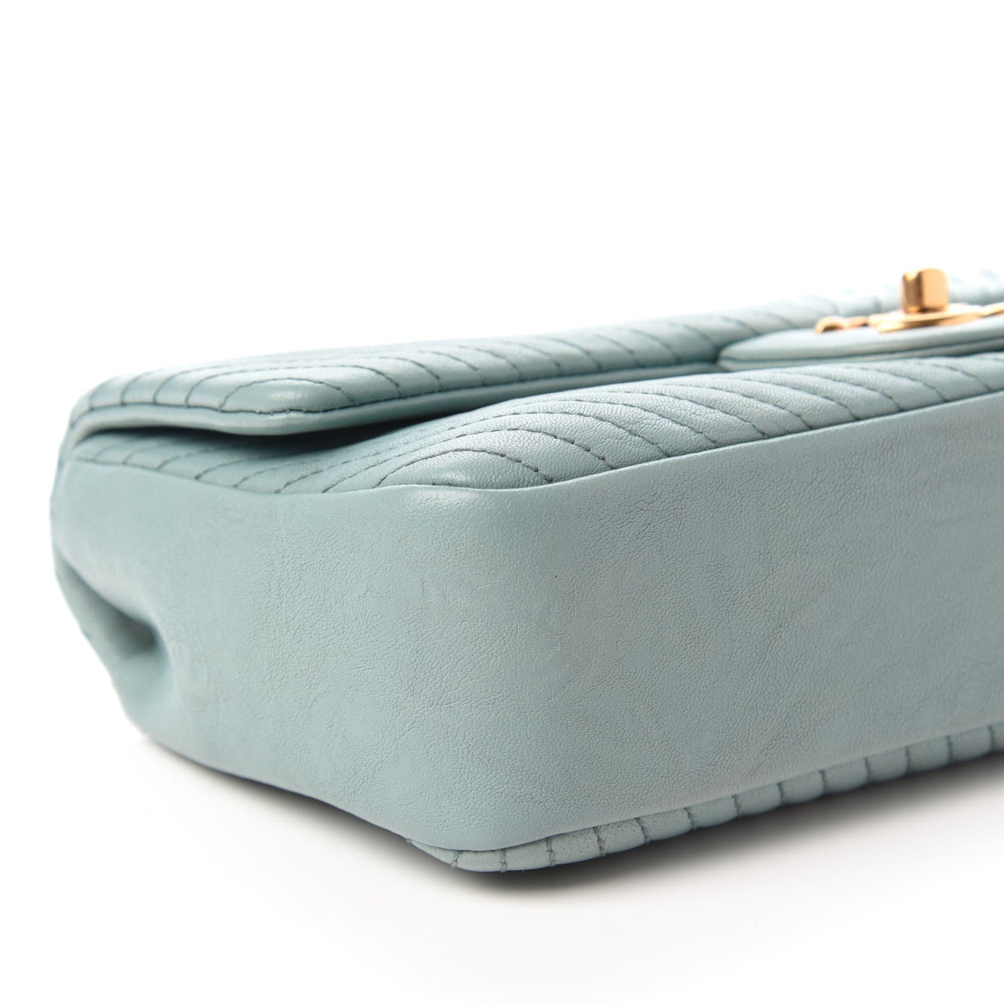 Calfskin Surpique Chevron Medium Flap Blue