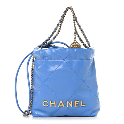 Chanel Shiny Calfskin Quilted Mini Chanel 22 Blue 1 of 11