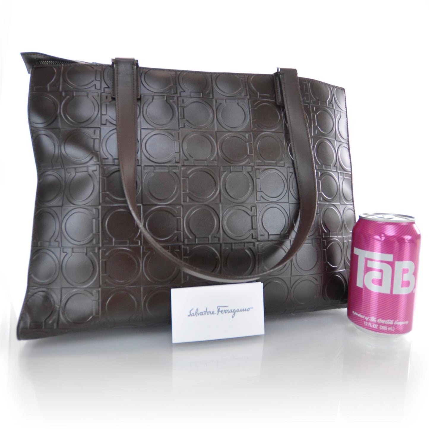 SALVATOREFERRAGAMOGanciniEmbossedSatchelBrown