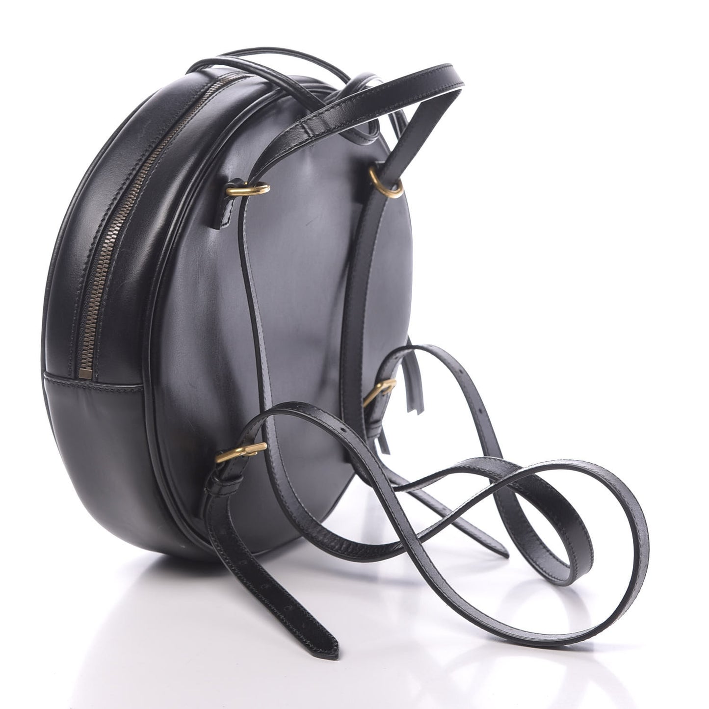 Calfskin Tigers Round Backpack Black Gold
