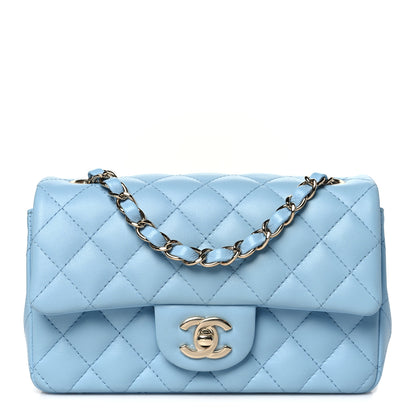 Chanel Lambskin Quilted Mini Rectangular Flap Light Blue 1 of 11