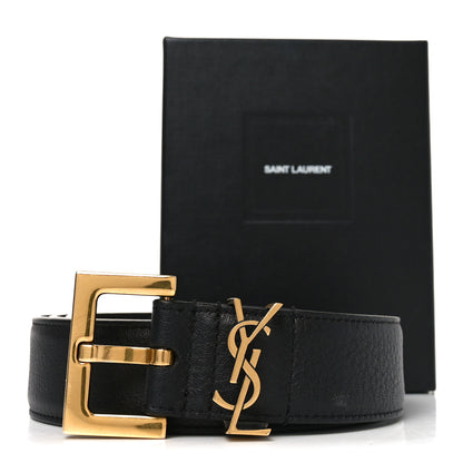 Saint Laurent Lambskin Monogram Cassandre Square Buckle Belt 85 34 Black 6 of 6
