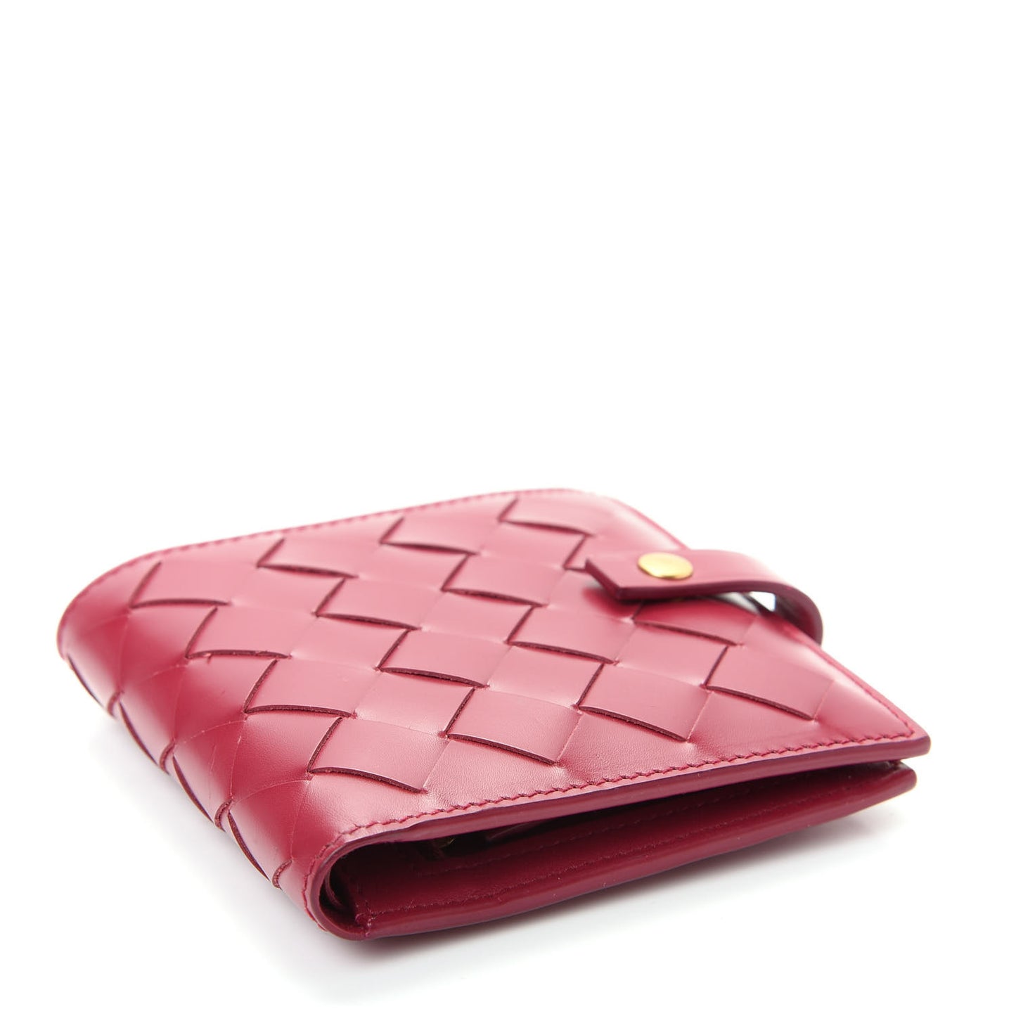 Glossy Woven Calfskin Wallet Amaranto