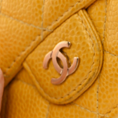 Chanel Caviar Quilted Double Flap Wallet Yellow 10 of 11