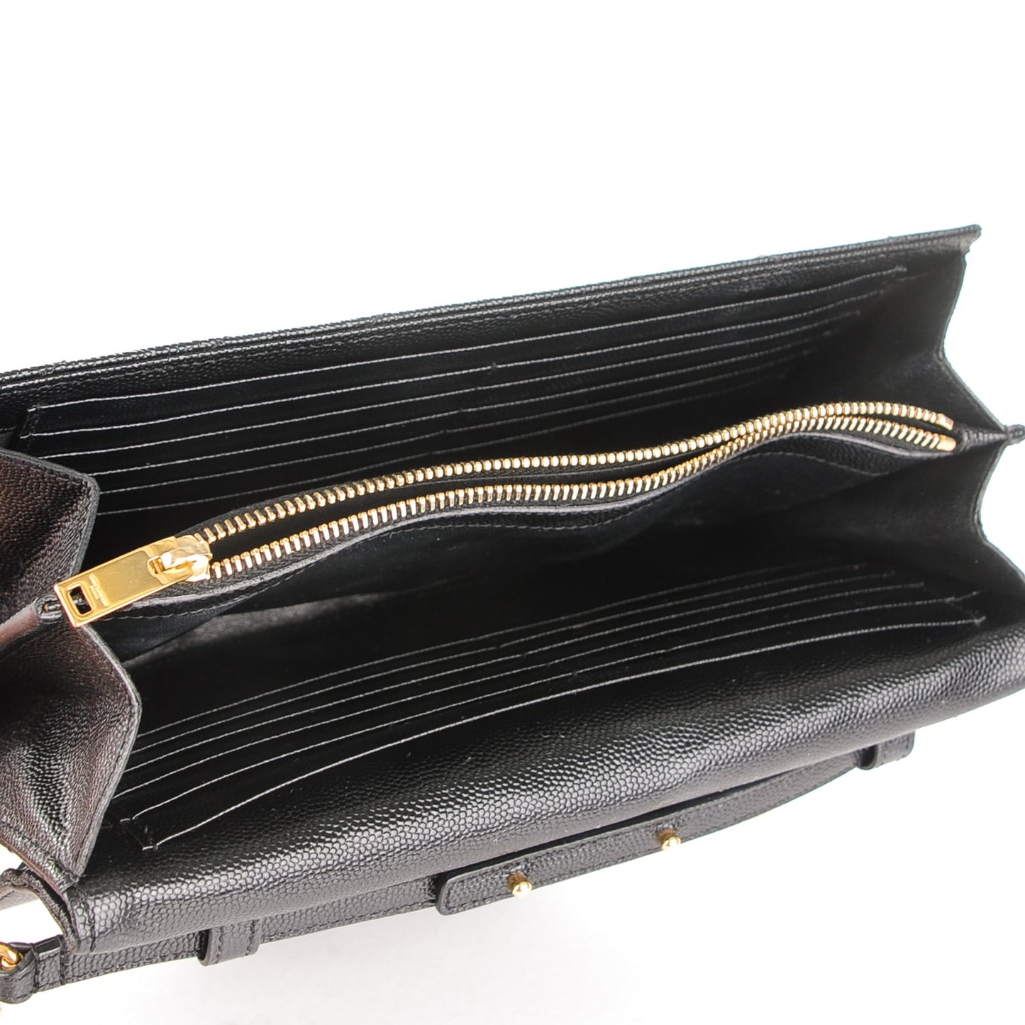 Grain De Poudre Matelasse Chevron Monogram Chain Wallet Black