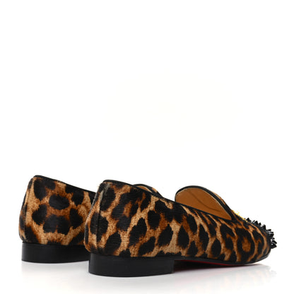 Christian Louboutin Pony Hair Print Spikes Womens Intern Flat Loafers 36 Leopard Black 4 of 11