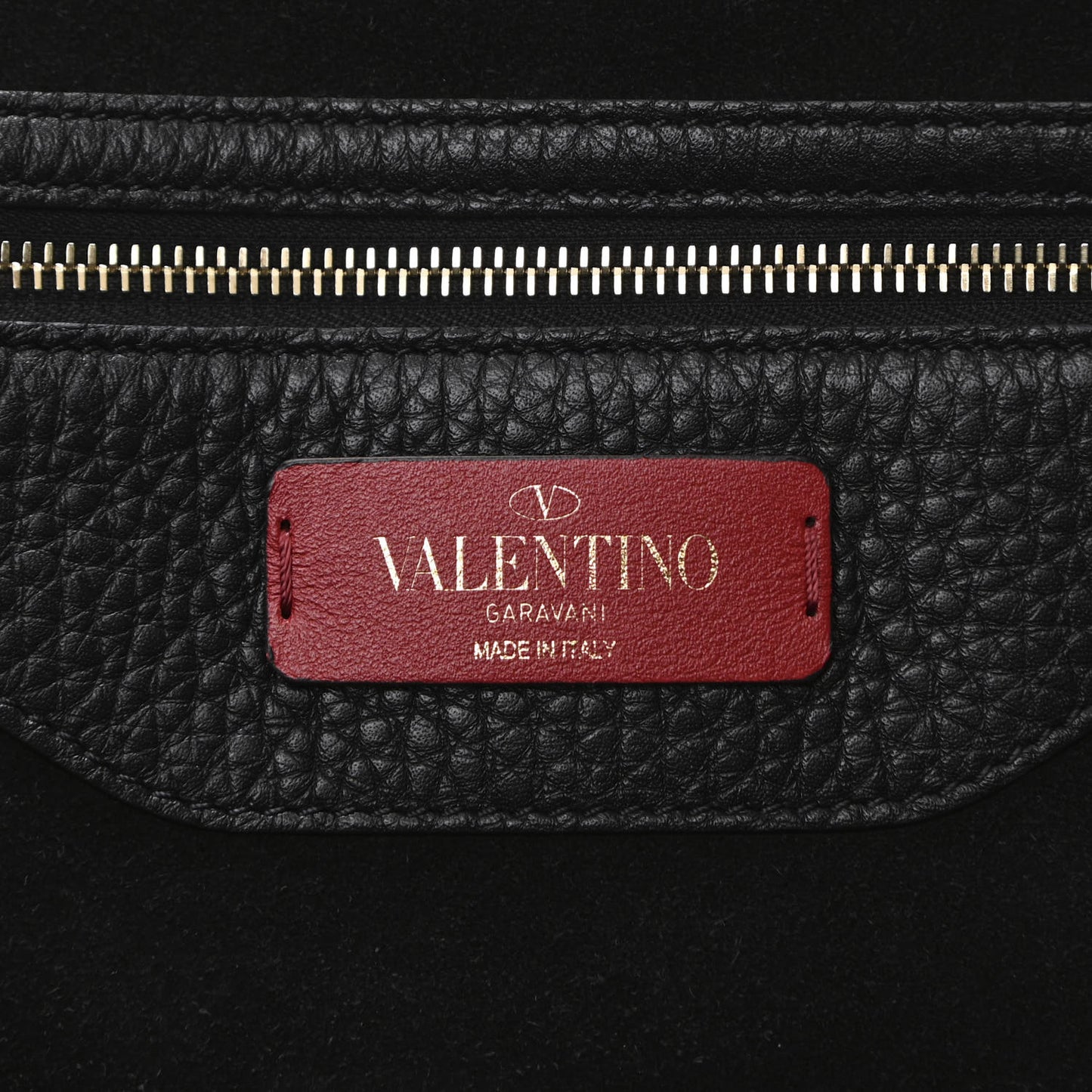 Grained Calfskin Rockstud Shoulder Tote Black