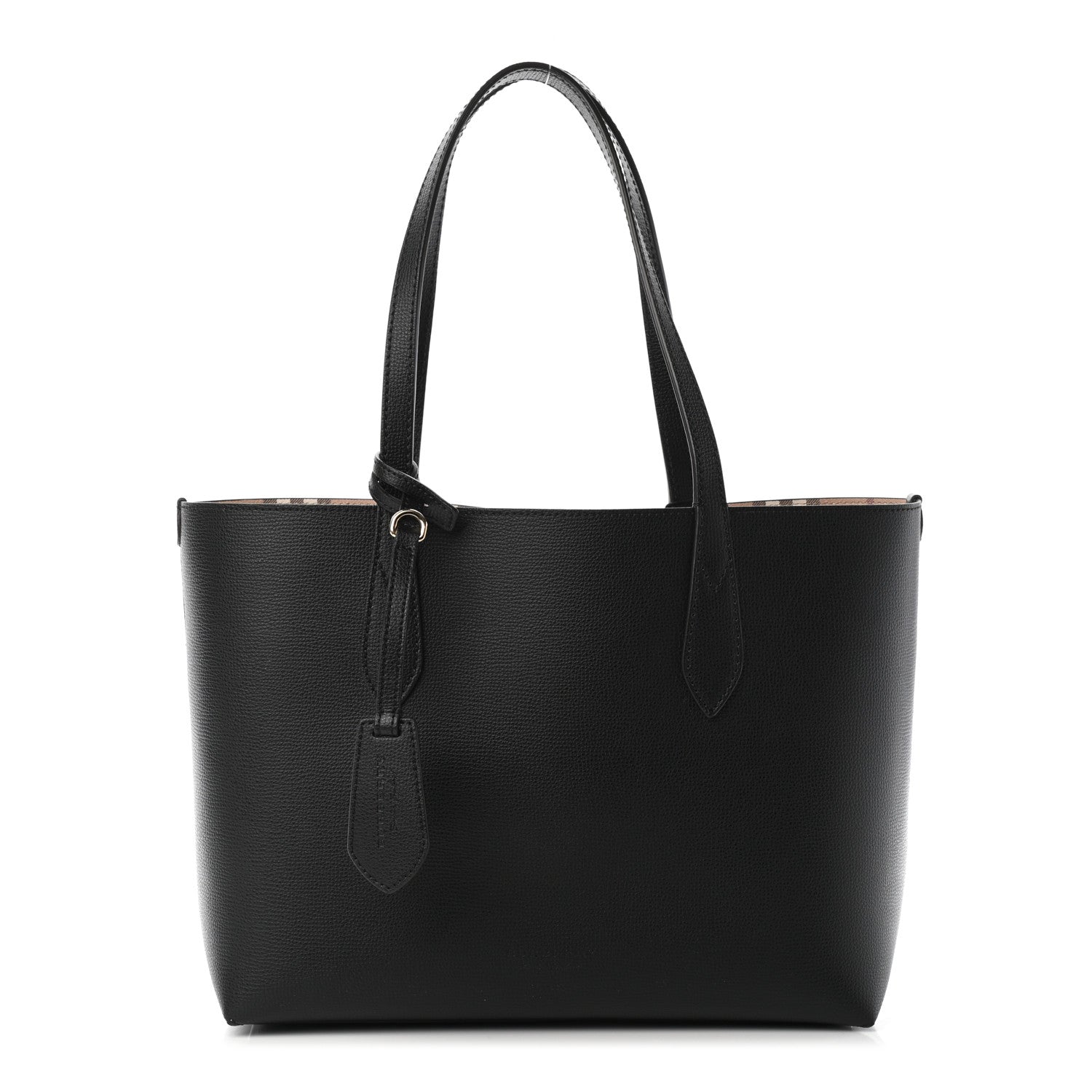 Burberry Grainy Calfskin Haymarket Check Small Reversible Tote Black 1 of 9