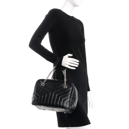 Saint Laurent Calfskin Y Quilted Monogram Medium Loulou Bowling Bag Black 2 of 7