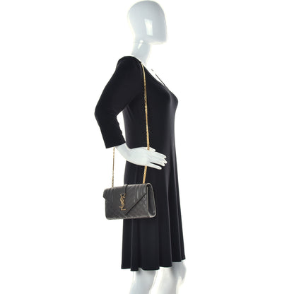 Saint Laurent Grain De Poudre Textured Mixed Matelasse Triquilt Small Monogram Satchel Pebble 3 of 13