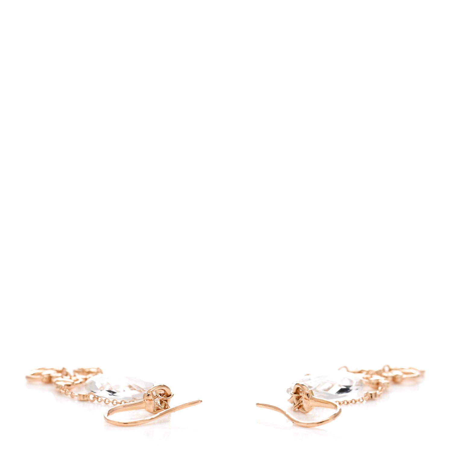 Gucci 18K Rose Gold Diamond White Topaz Horsebit Drop Earrings 3 of 5