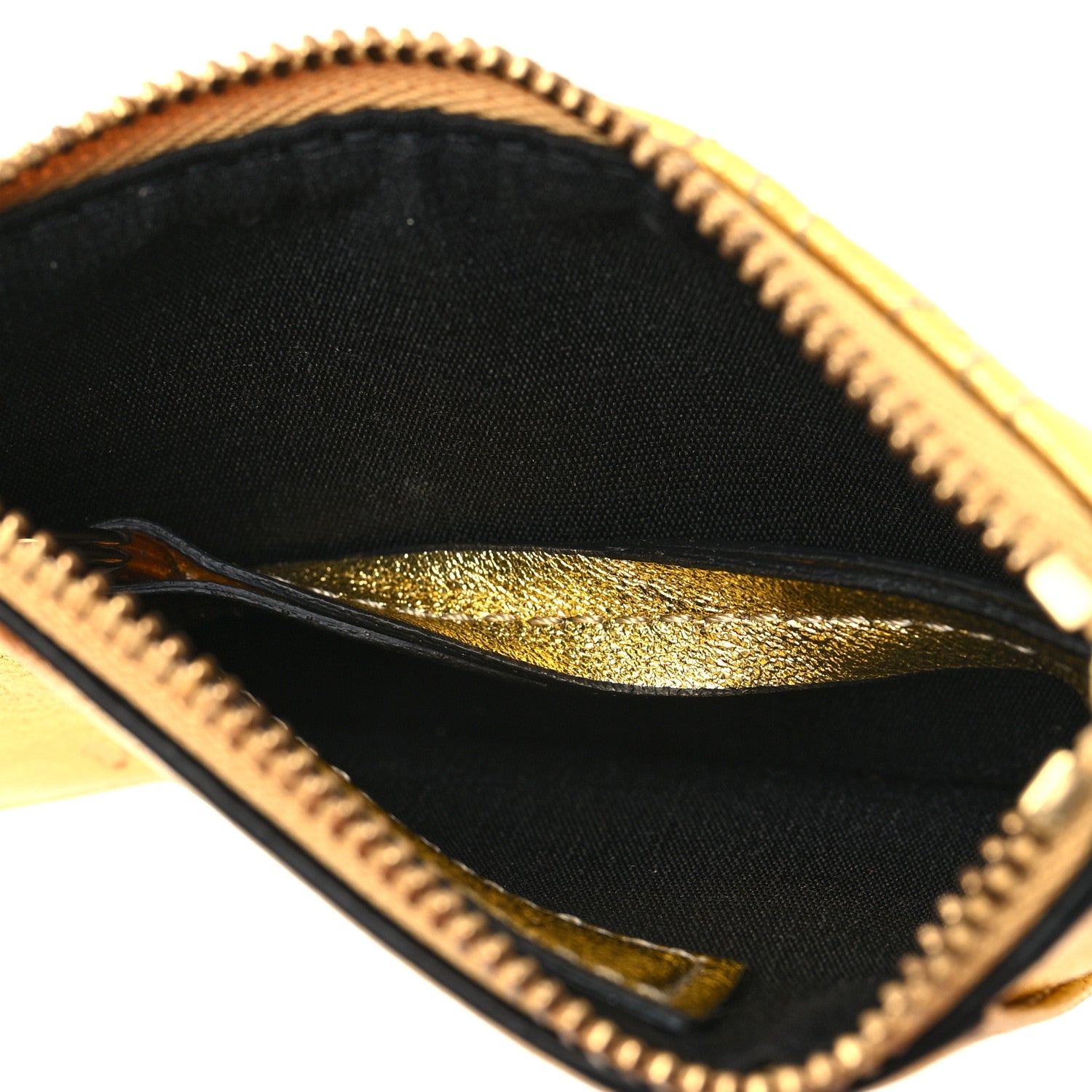 Versace Metallic Nappa Quilted Virtus Zip Pouch Card Holder Gold 5 of 8