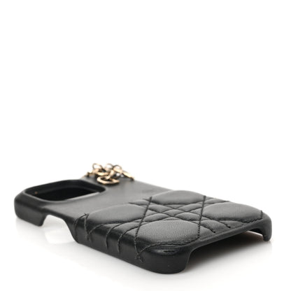 Christian Dior Lambskin Cannage Lady Dior Tech iPhone 14 Pro Case Black 4 of 5