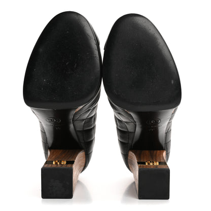 Chanel Lambskin Quilted Cap Toe Lace Up Booties 36 Black 6 of 13