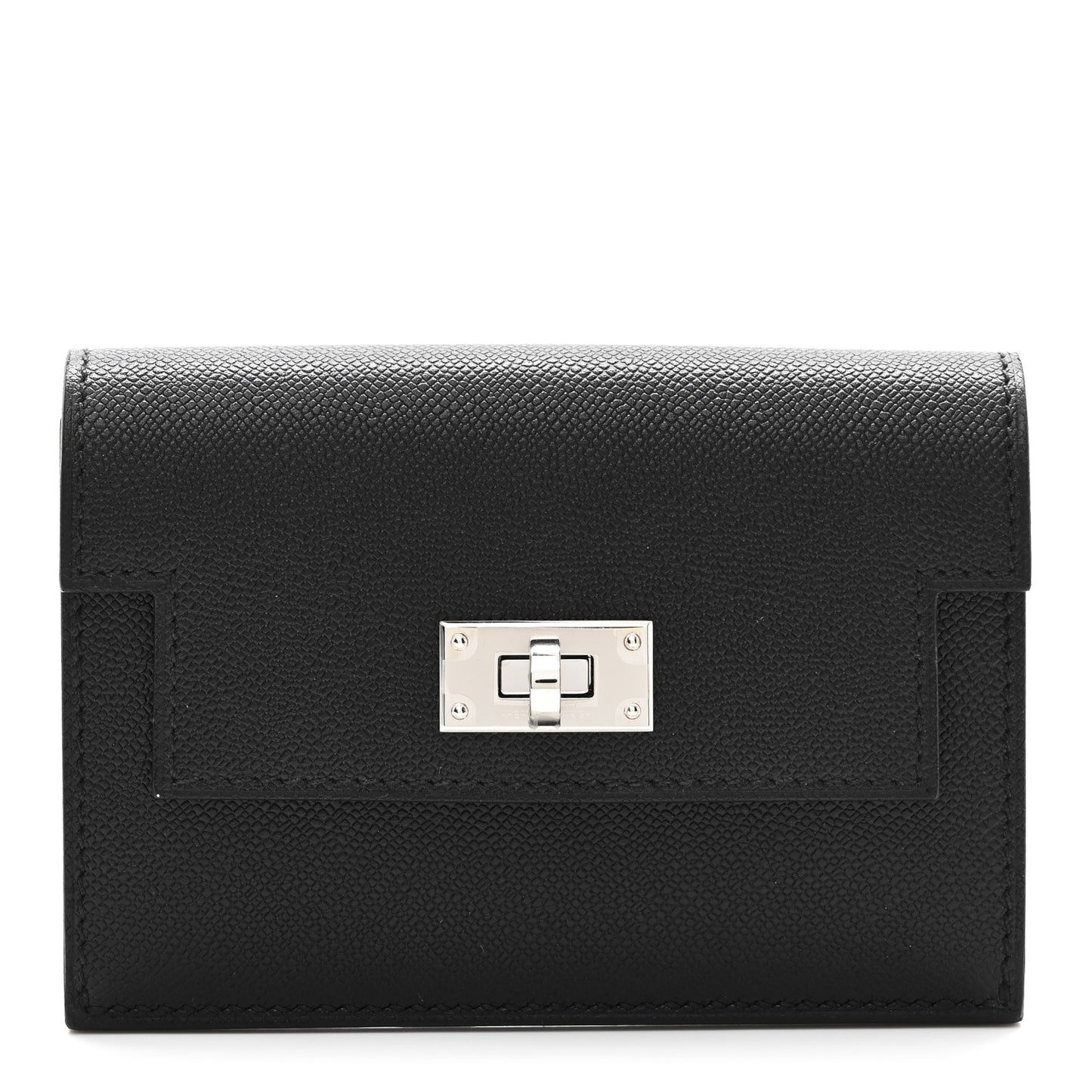 Madame Calfskin Kelly Pocket Slim Wallet Black