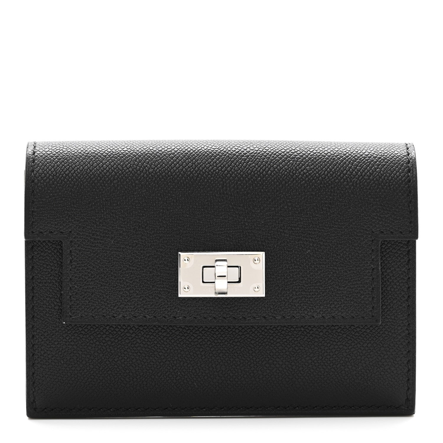 Hermes Madame Calfskin Kelly Pocket Slim Wallet Black 1 of 9