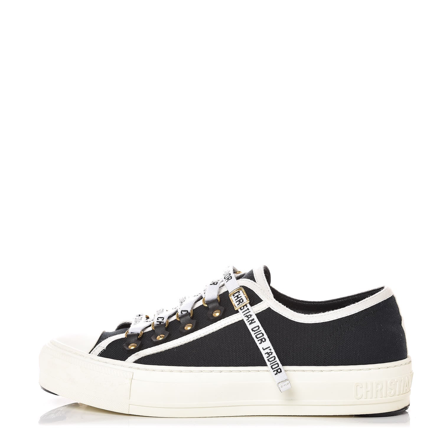 Christian Dior Canvas Walk'n Dior Low Top Sneakers 38.5 Black White 1 of 16