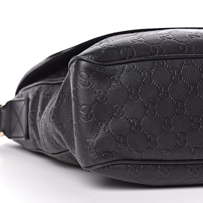 Gucci Guccissima Medium Flap Messenger Bag Black 11 of 12