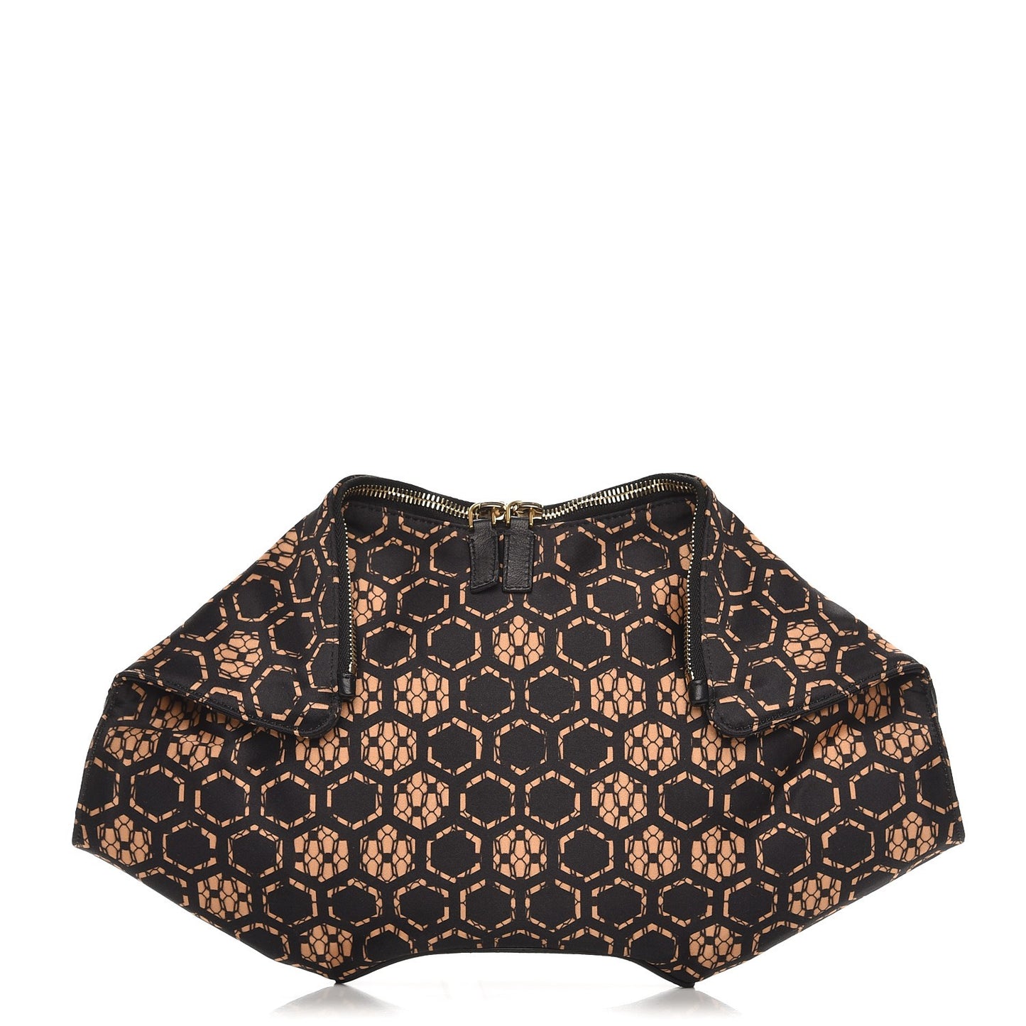 Silk Honeycomb Printed De Manta Clutch Flesh Black