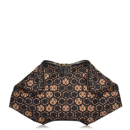 Alexander McQueen Silk Honeycomb Printed De Manta Clutch Flesh Black 1 of 7